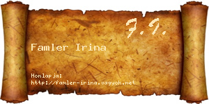 Famler Irina névjegykártya